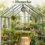 Accessoires de serre pour un jardin florissant, incluant étagères et systèmes d'arrosage.