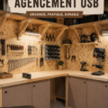 Aménagement d'un atelier en OSB avec des rangements pratiques