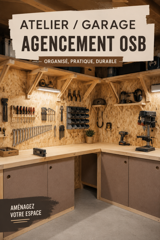 Aménagement d'un atelier en OSB avec des rangements pratiques