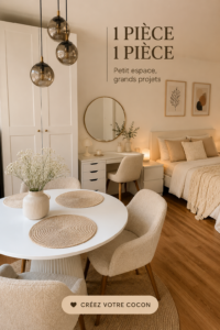 Aménagement chaleureux d'un appartement 1 pièce avec des touches personnelles