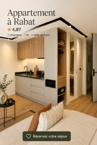 Un appartement moderne et accueillant à Rabat avec une vue imprenable sur la ville.