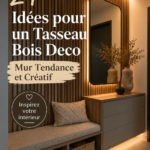 Un mur décoré avec des éléments en bois créatifs et naturels