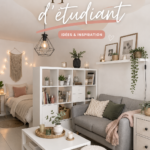 Appartement étudiant décoré avec des meubles modernes et des touches personnelles.