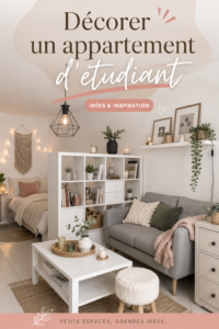 Appartement étudiant décoré avec des meubles modernes et des touches personnelles.