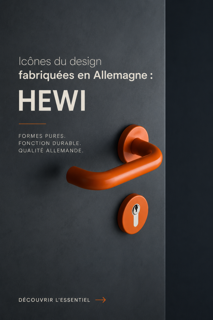 Icônes design HEWI dans un intérieur moderne, montrant leur élégance et fonctionnalité.