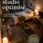 Appartement studio décoré avec style et optimisé pour le rangement.