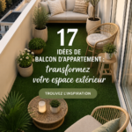 Un balcon d'appartement joliment décoré avec des plantes et des meubles confortables.