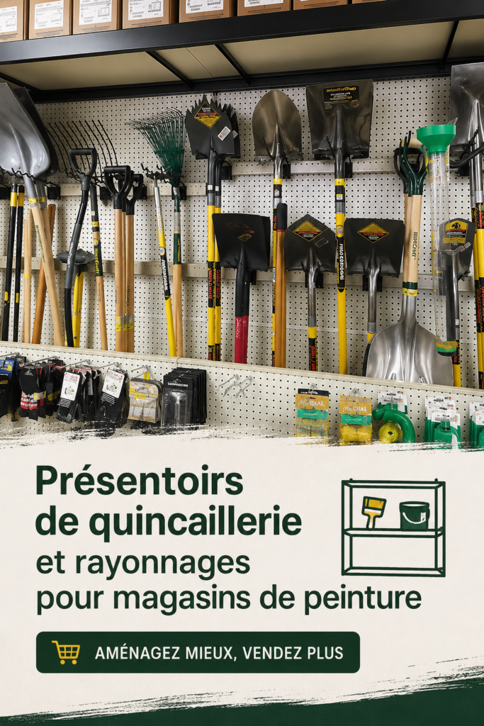 Présentoir de peinture attractif dans un magasin moderne