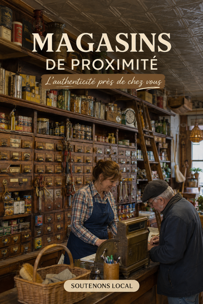 Un mom & pop shop accueillant avec une vitrine colorée et des produits artisanaux.