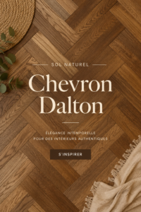 Un intérieur moderne avec un motif Herringbone au sol et sur des textiles.