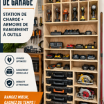 Garage bien organisé avec une station de recharge moderne
