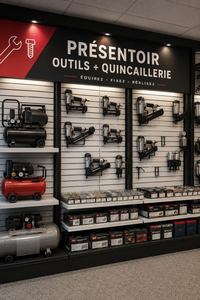 Sélection d'outils de bricolage sur une étagère