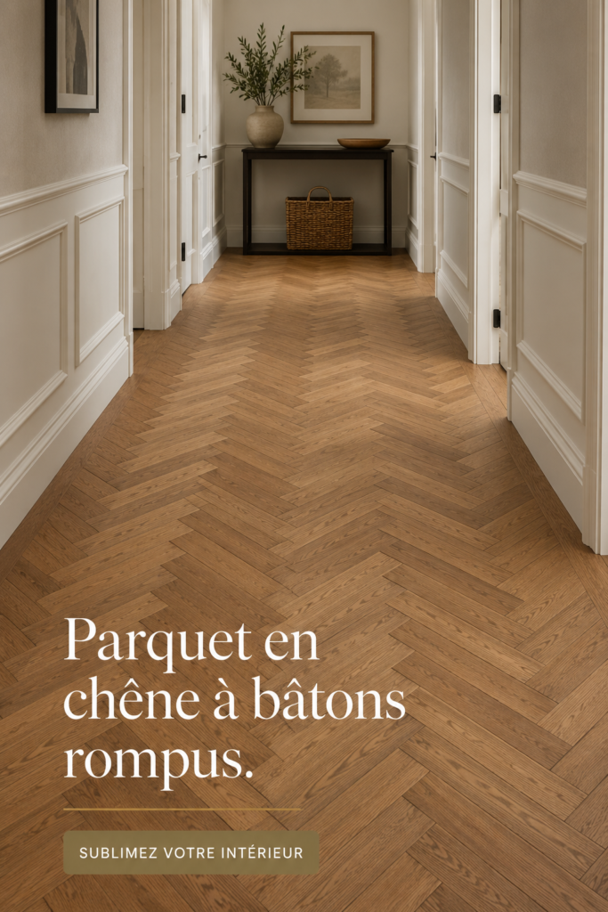 Parquet en chêne en point de Hongrie dans un intérieur lumineux