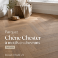 Un salon moderne avec parquet en chevrons Chester Oak