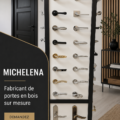 Une porte en bois sur mesure de Michelena, élégamment conçue, intégrée dans un intérieur moderne.