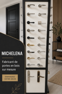 Une porte en bois sur mesure de Michelena, élégamment conçue, intégrée dans un intérieur moderne.