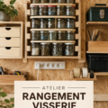 Organisation de visserie dans des pots en verre transparent