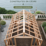 Serre en bois bien aménagée dans un jardin verdoyant