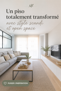 Intérieur transformé en style scandinave avec un espace ouvert lumineux.