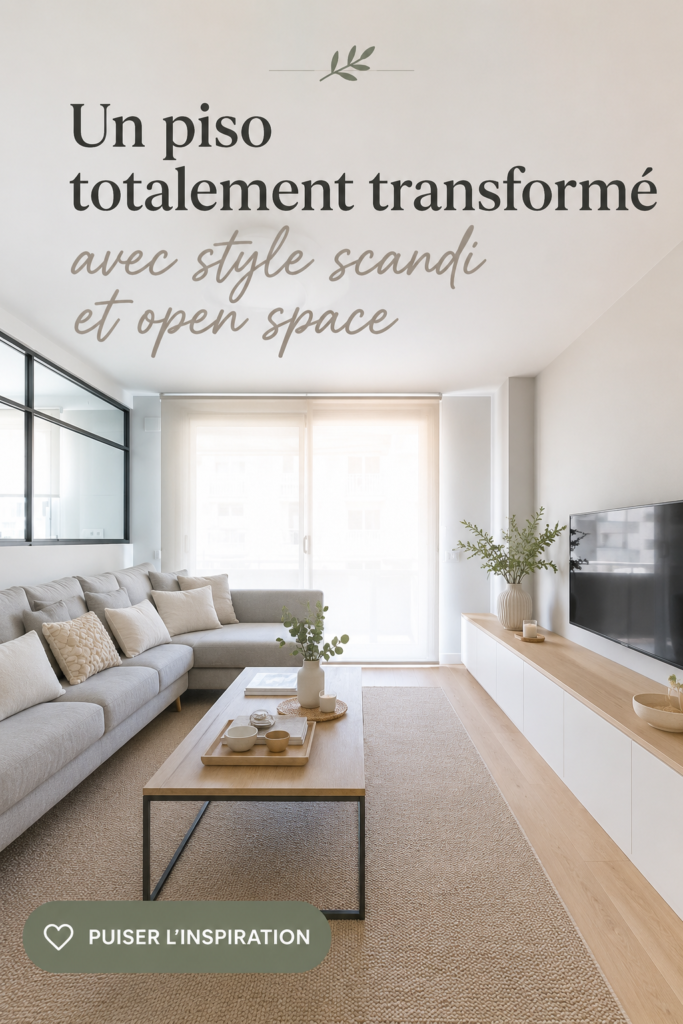 Intérieur transformé en style scandinave avec un espace ouvert lumineux.