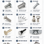 Différents types de rivets présentés sur une table de travail