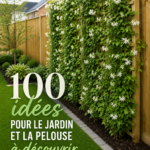 jardin fleuri avec diverses plantes et décorations extérieures