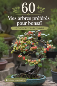 Un beau bonsaï avec un arbre majestueux en arrière-plan, illustrant la beauté des arbres pour bonsaï.
