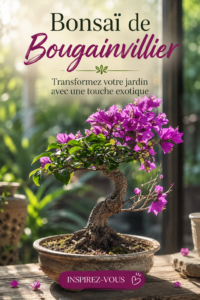 Un bonsaï bougainvillier en fleurs vibrant de couleurs dans un jardin ensoleillé.