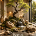 Un bonsaï luxuriant dans un jardin zen, représentant l'art de la culture des bonsaïs.