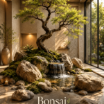 Un bonsaï luxuriant dans un jardin zen, représentant l'art de la culture des bonsaïs.