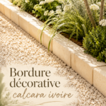 Bordure décorative calcara ivoire installée dans un jardin