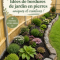 Bordures en pierres créatives délimitant un jardin fleuri