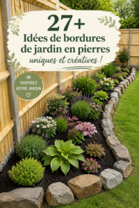 Bordures en pierres créatives délimitant un jardin fleuri