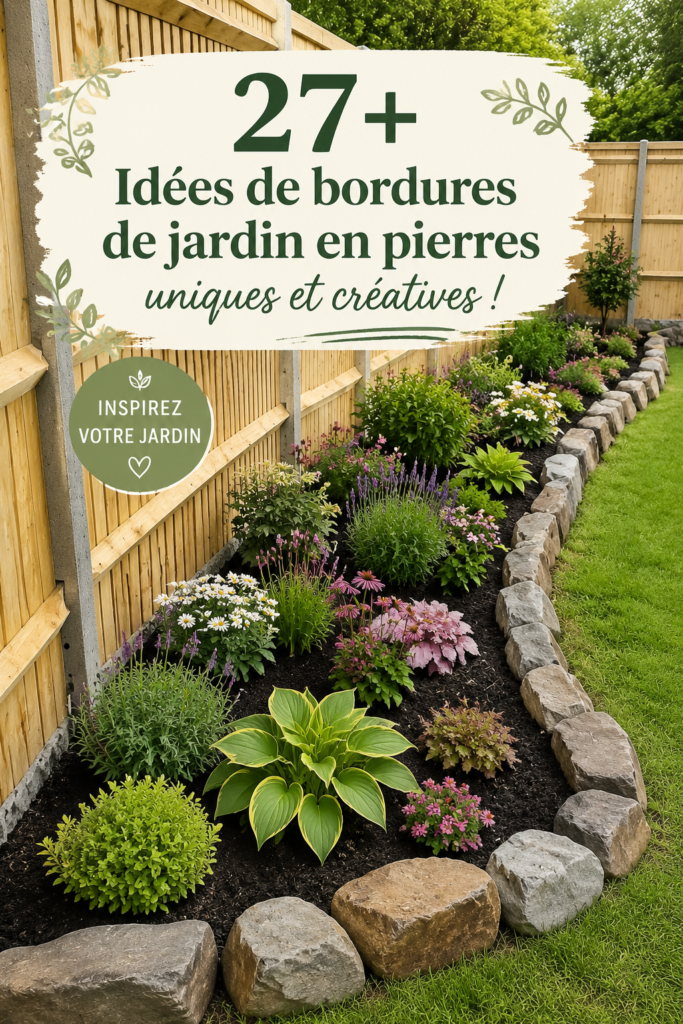 Bordures en pierres créatives délimitant un jardin fleuri