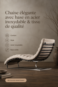Une chaise élégante avec une base en acier inoxydable et un tissu de qualité