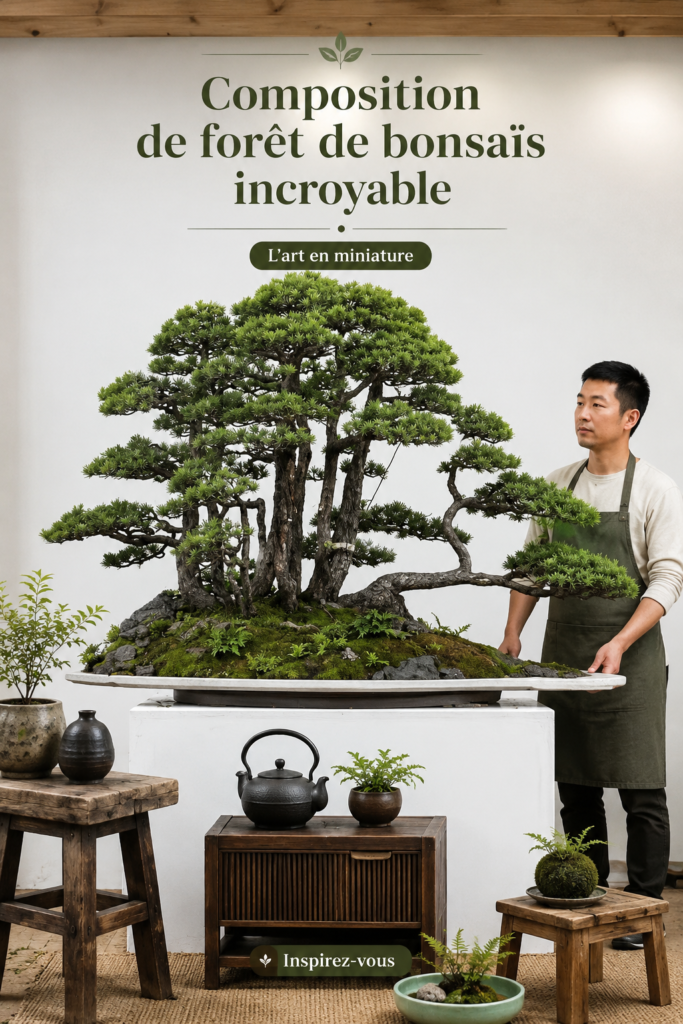 Forêt de bonsaïs en intérieur apportant une touche zen