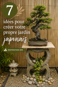 Un jardin japonais bien aménagé avec des pierres, des plantes et un ruisseau.
