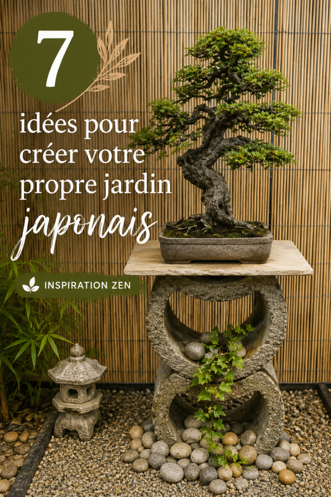 Un jardin japonais bien aménagé avec des pierres, des plantes et un ruisseau.