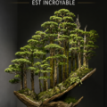 Forêt de bonsaïs miniature en pot, représentant un jardin zen
