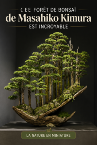 Forêt de bonsaïs miniature en pot, représentant un jardin zen