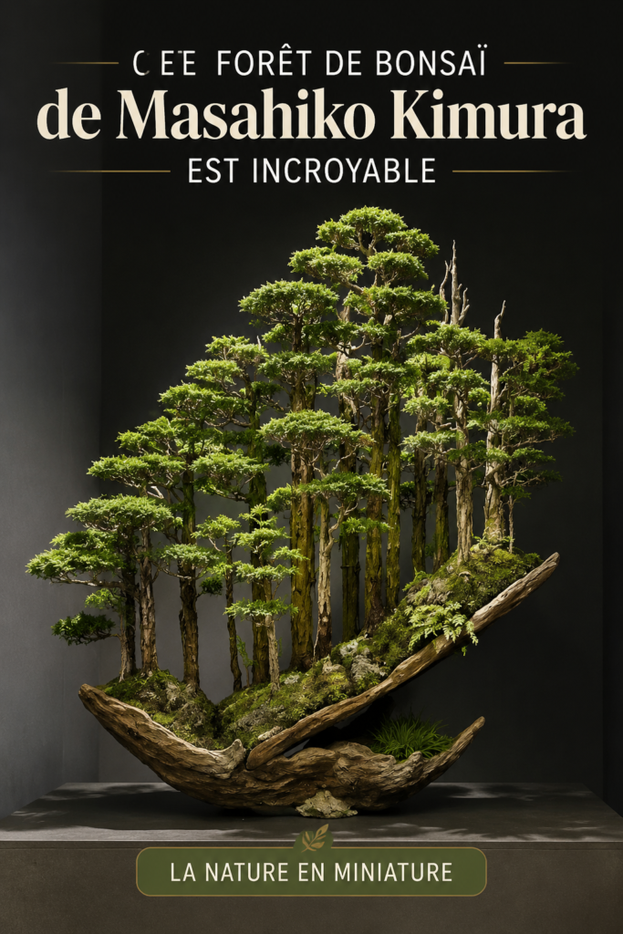 Forêt de bonsaïs miniature en pot, représentant un jardin zen