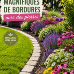 Une bordure en pierre entourant des fleurs colorées dans un jardin