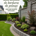 Bordures élégantes en bois entourant une pelouse bien entretenue