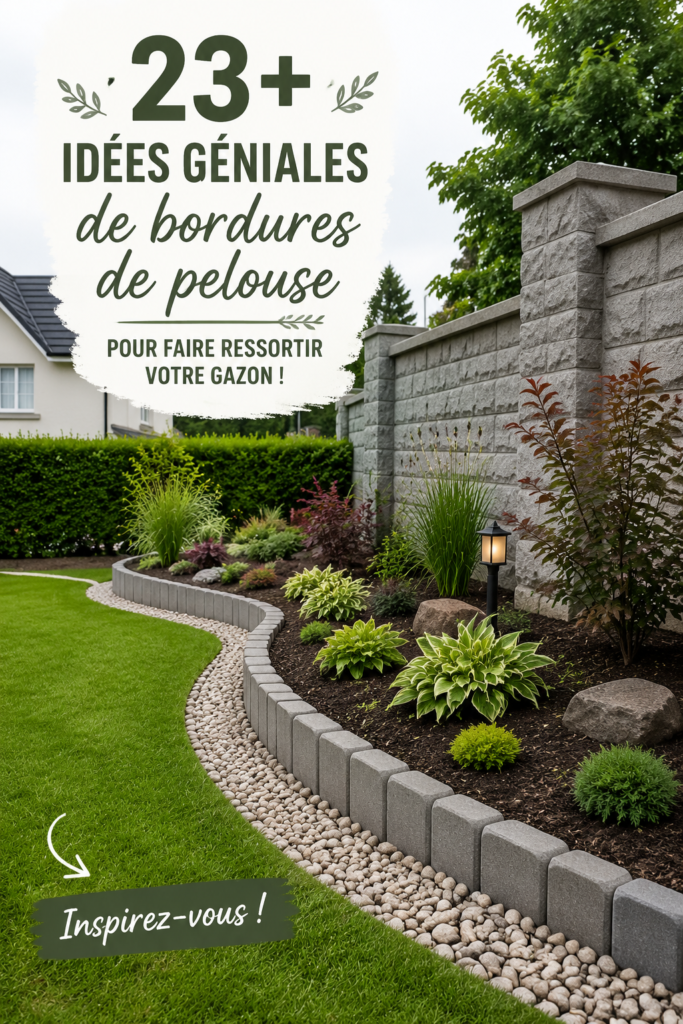 Bordures élégantes en bois entourant une pelouse bien entretenue