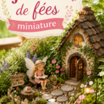 Un jardin de fées miniature avec des décorations en miniature et des plantes colorées.