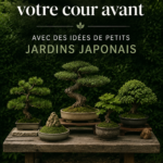 Petit jardin japonais zen avec des plantes et des pierres