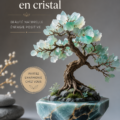 Sculpture en cristal représentant un bonsaï sur un fond naturel