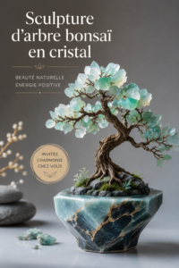 Sculpture en cristal représentant un bonsaï sur un fond naturel