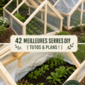 Serre DIY en bois dans un jardin avec des plantes variées