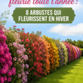 Un jardin fleuri en hiver avec des arbustes colorés